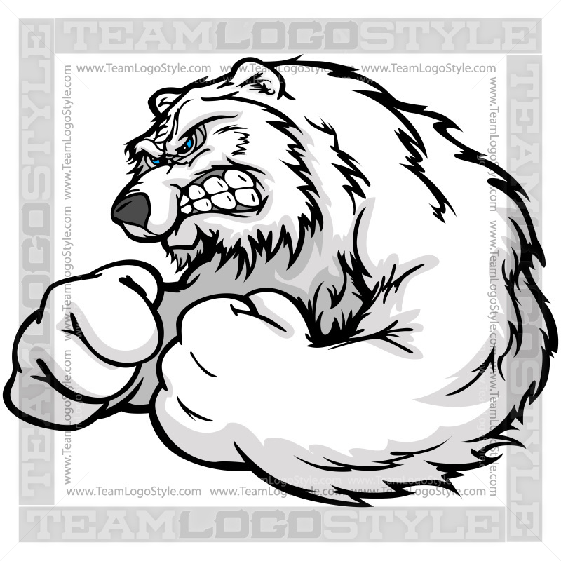 Aggressive Polar Bear Cartoon - Vector Clipart Polar Bear