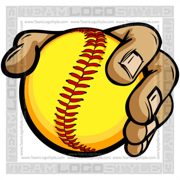 Hands Holding Softball Cartoon - Vector Clipart Hands Holding Softball