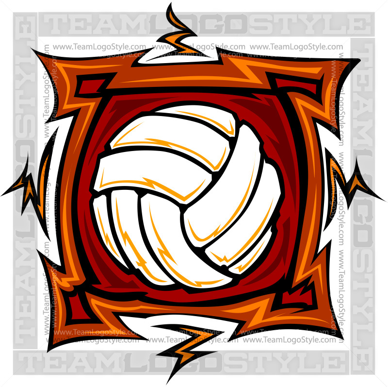 Cool Volleyball Design Vector Clipart Square Design