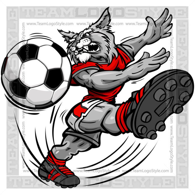 Soccer Wildcat Cartoon - Vector Clipart Wildcat