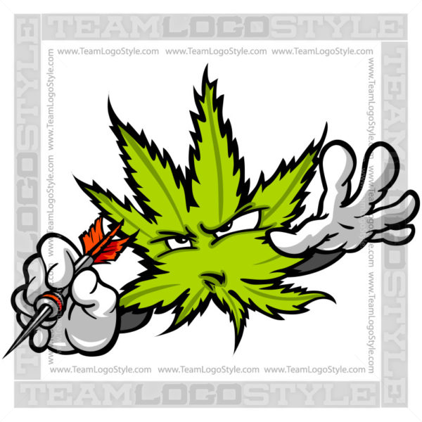 Darts Marijuana Leaf Character - Vector Clipart Marijuana Leaf