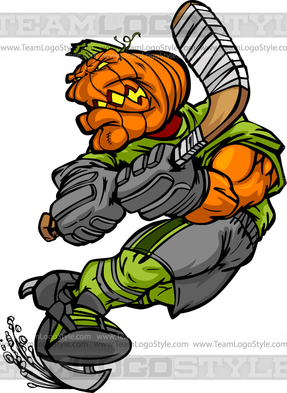 Halloween Hockey - Vector Clipart Pumpkin