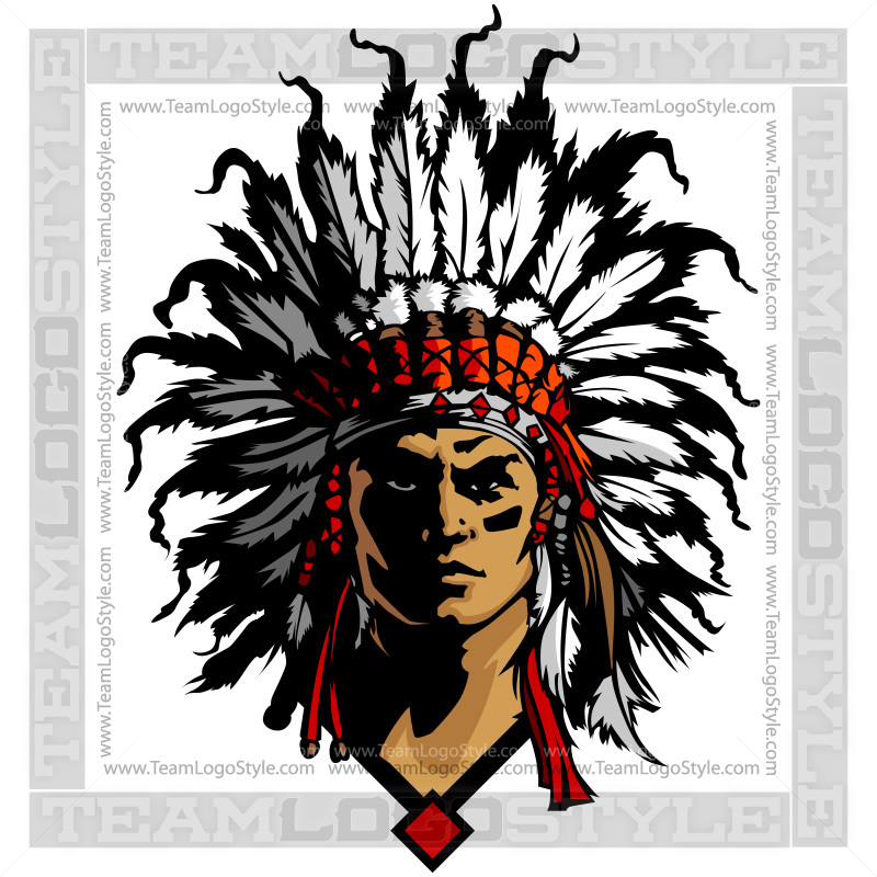 Chief Mascot Indian Headdress Vector Format Eps