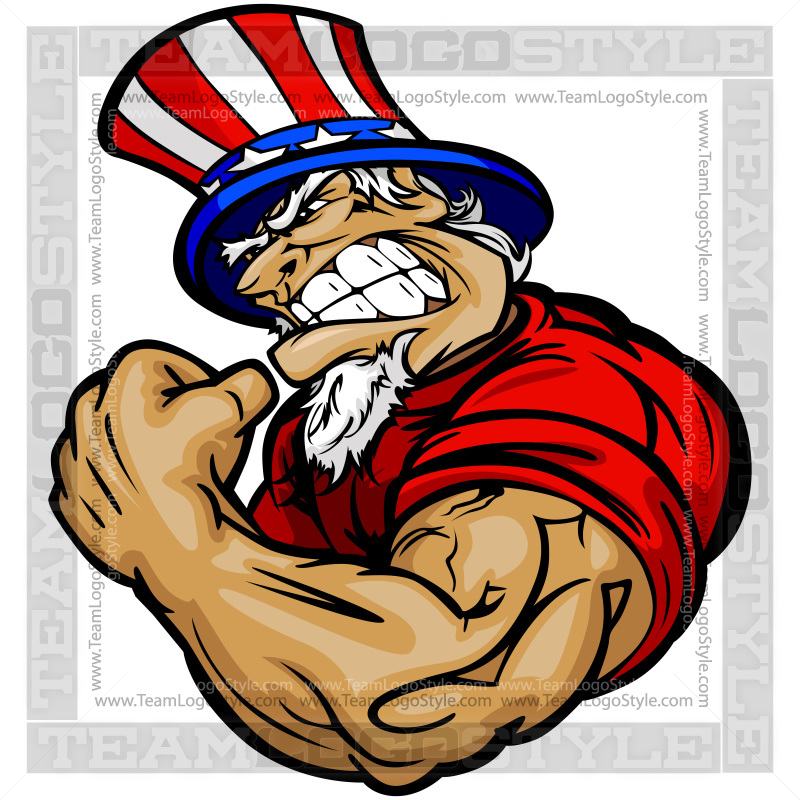 Strong Uncle Sam Cartoon | Quality Vector Clipart Images | EPS JPG