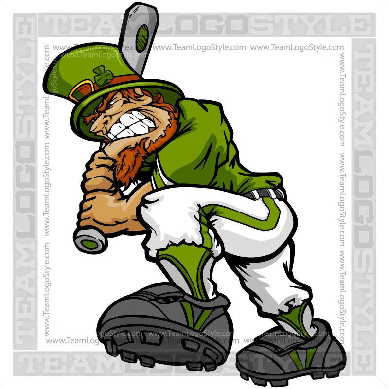 St Patricks Baseball Logo - Vector Clipart Leprechaun