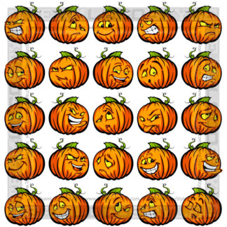 Pumpkin Cartoon Faces - Vector Clipart Pumpkins