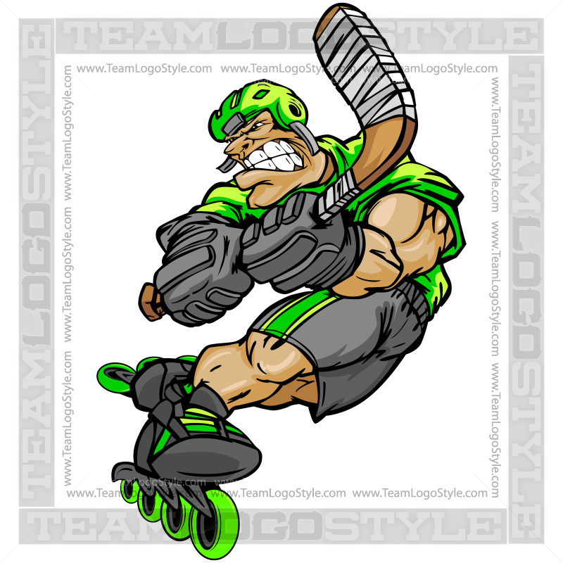 Clip Art Roller Hockey Player - Vector Clipart Player