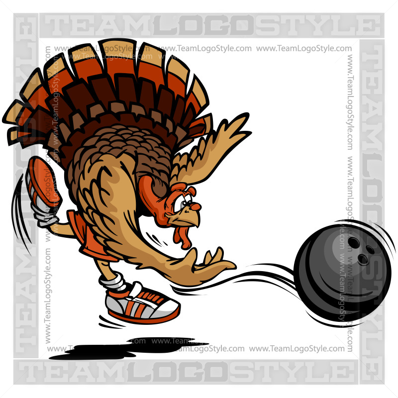 Turkey Bowling Strike - Vector Clipart Thanksgiving Turkey