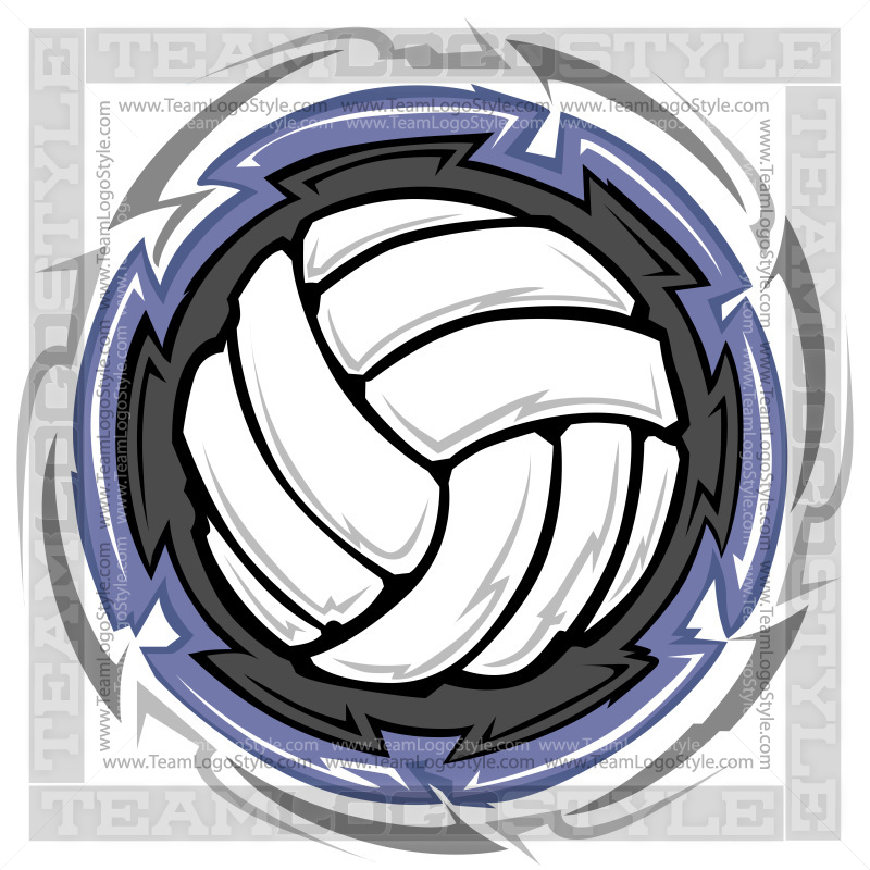 Volleyball Graphic Art - Vector Clipart Circular Background