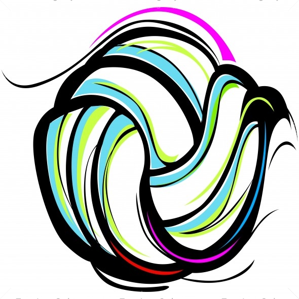 Swirly Volleyball Art | Vector Format | JPG EPS