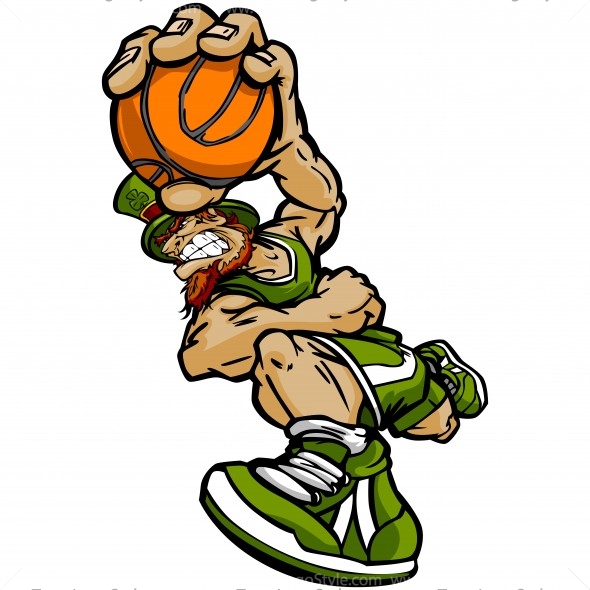 St Patricks Day Basketball Clip Art - Vector Clipart Leprechaun