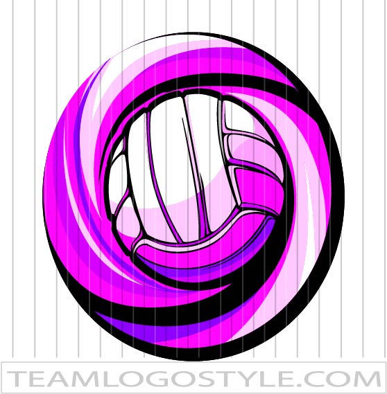 Pink Volleyball Ribbon, Vector Format