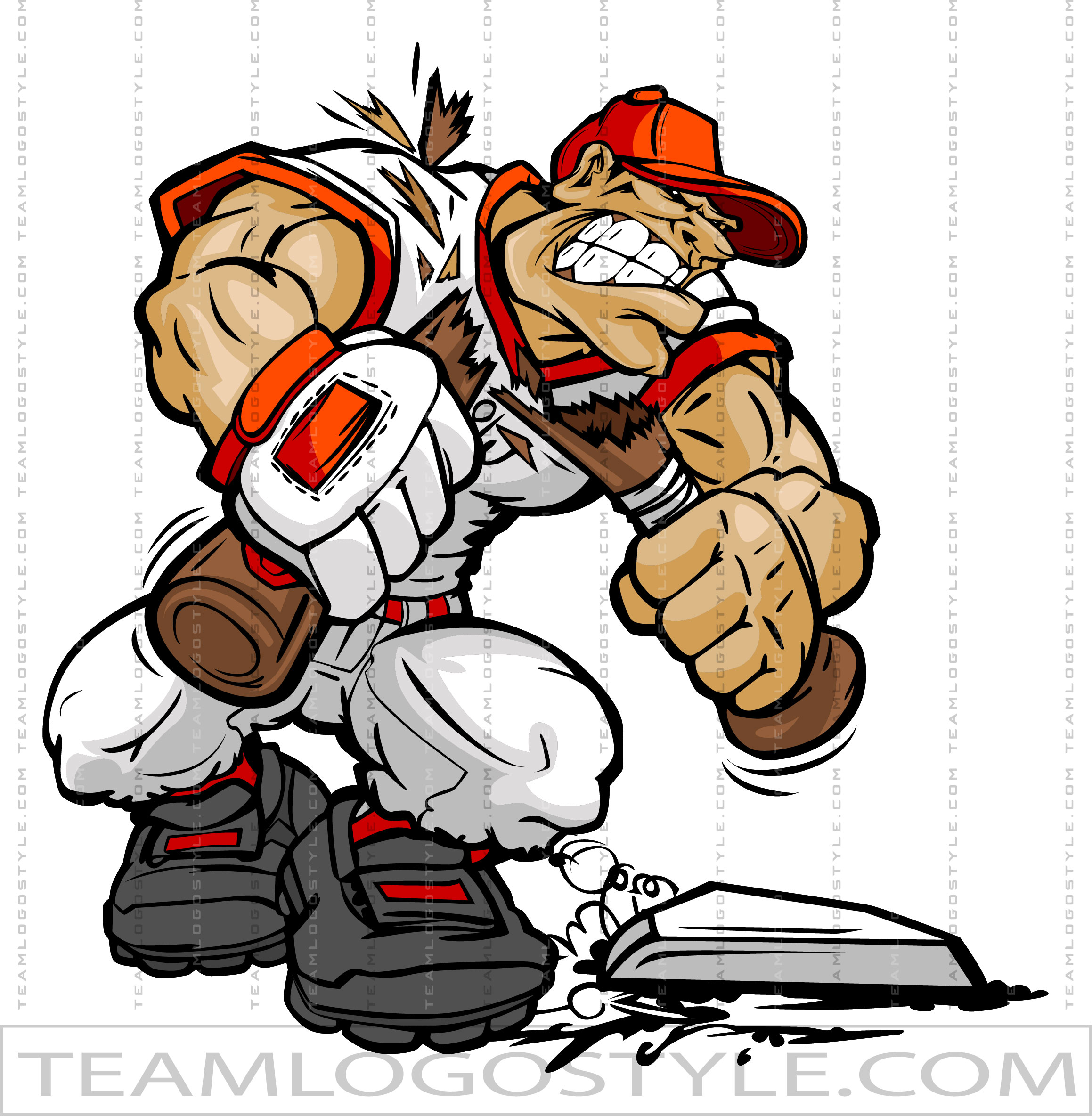 Cartoon baseball player character with bat, Stock vector