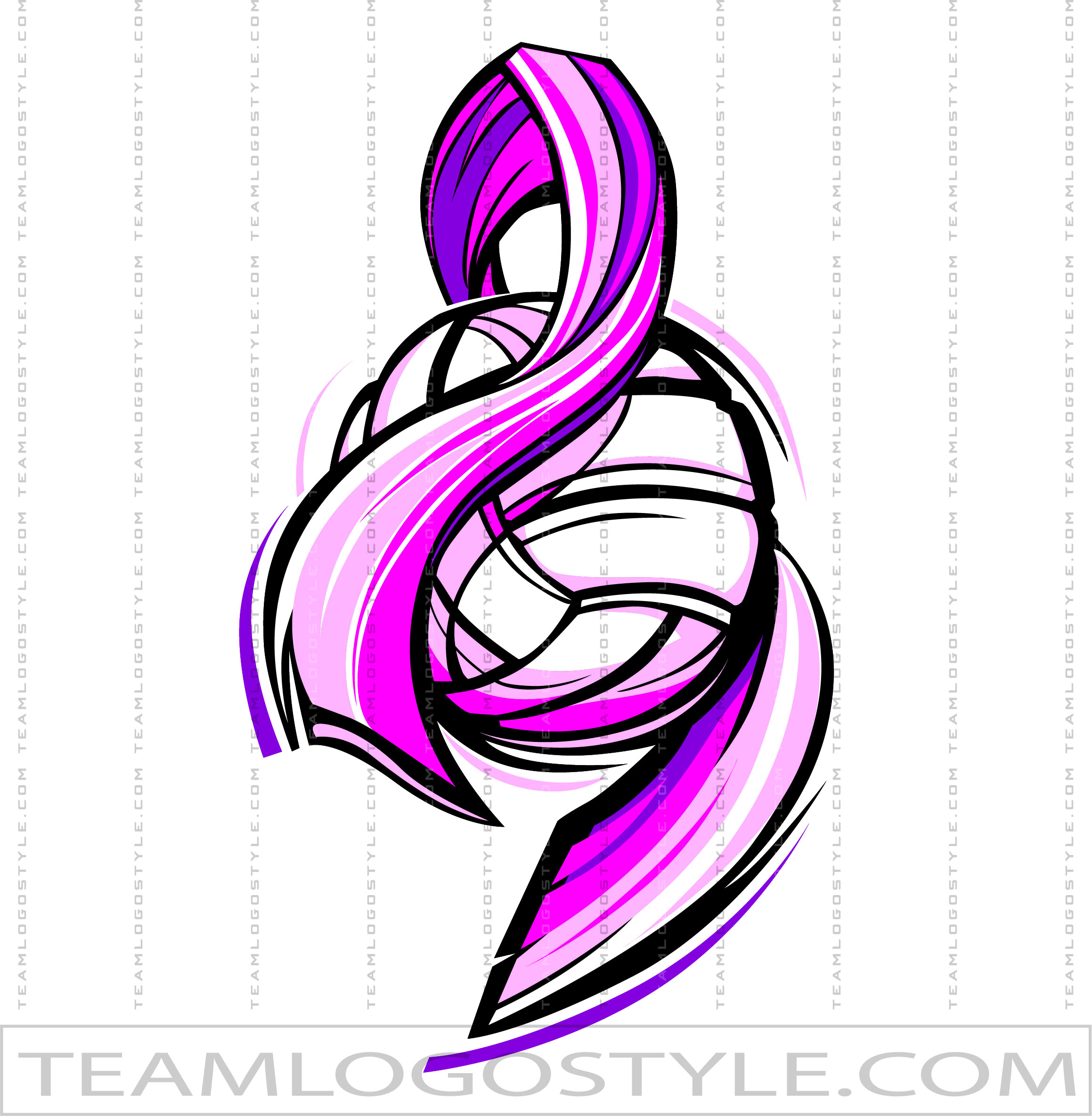 Christmas Volleyball Ribbon - Graphic Vector Volleyball Image