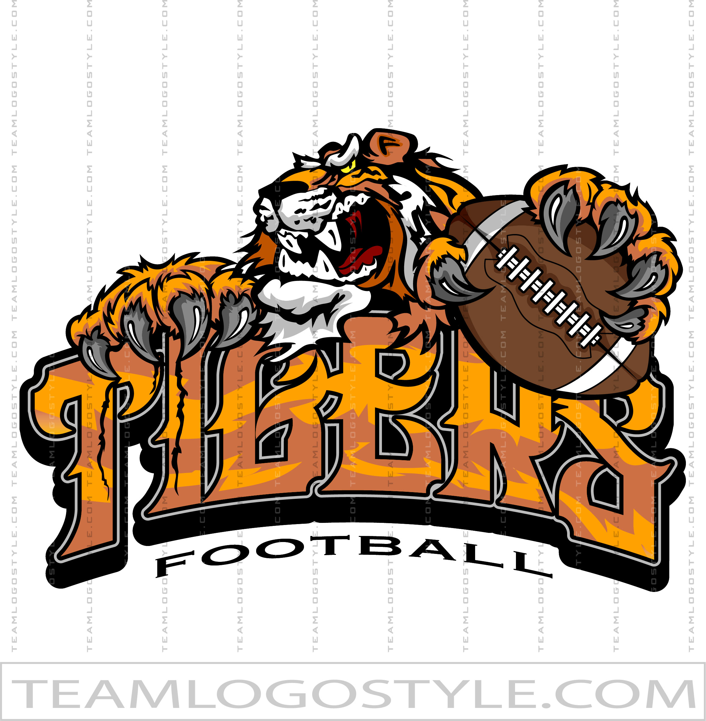 Orange Tiger Customized Football Team Jersey Design